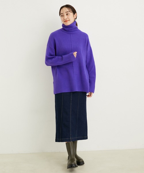 「LE CERCLE par rope'」 タートルネックニット M ラベンダー レディース_画像8