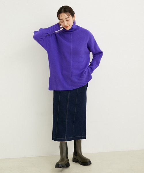 「LE CERCLE par rope'」 タートルネックニット M ラベンダー レディース_画像9