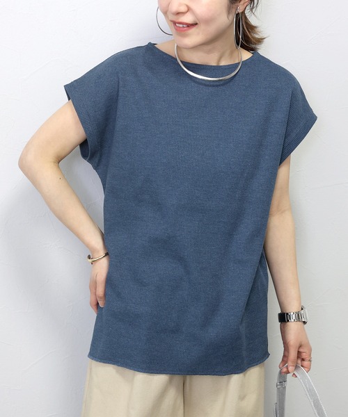 Aletta vita tシャツ ボートネックワッフルスクエアプルオーバー