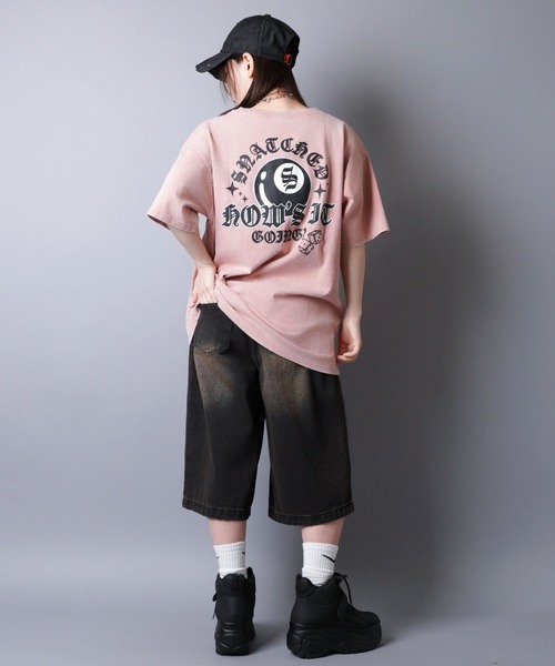 バックプリント ルーズTシャツ S〜3XL ストリート SPINNS tシャツ バックプリントストリートTシャツ/8ボール
