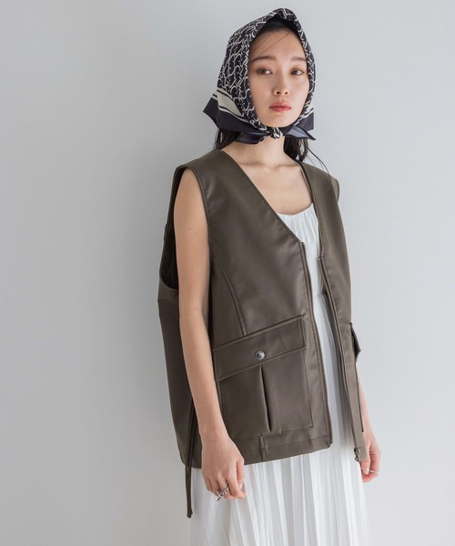 JEANASIS（ジーナシス） ベスト ジレ レザーライクZIPベスト/327831