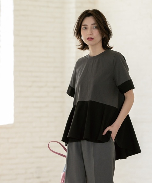 OPAQUE.CLIP tシャツ ペプラム切替ドッキングトップス「洗濯機