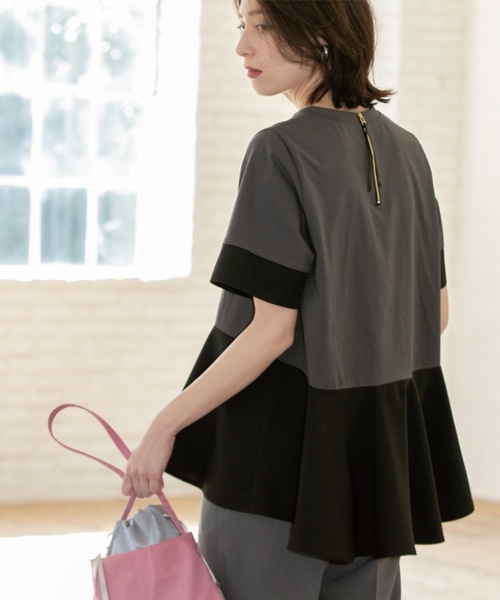 OPAQUE.CLIP tシャツ ペプラム切替ドッキングトップス「洗濯機
