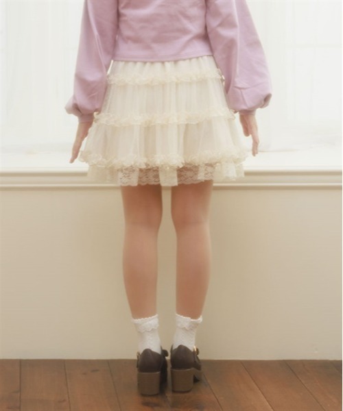 axes femme POETIQUE スカート チュールティアードミニスカート