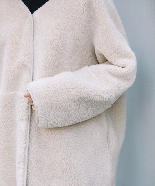 「Munich」 ノーカラーコート X-SMALL アイボリー レディース_画像8