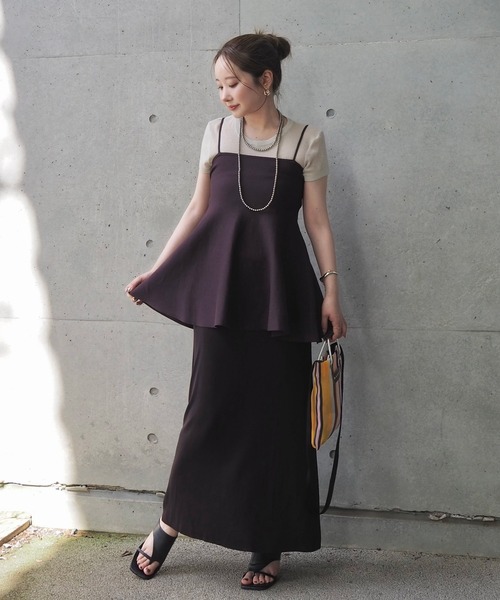 セットアップ flare peplum camisole skirt setup /フレア ペプラム
