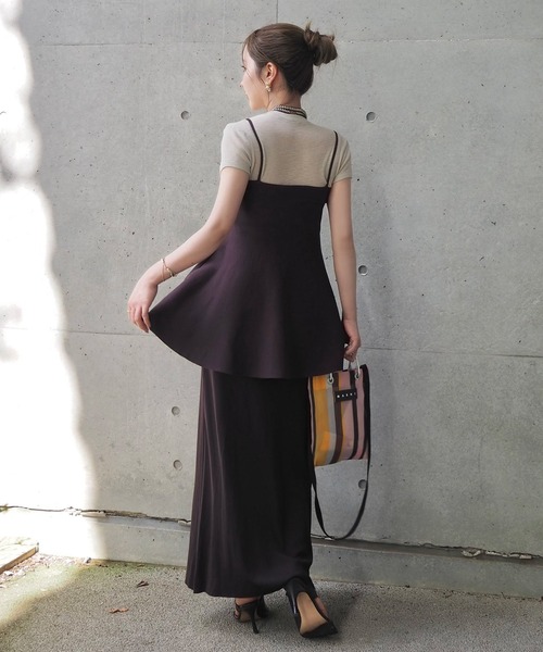 新品⭐︎yoriペプラムフレアスイムウェアセット【2025SP】チャコール36 セットアップ flare peplum camisole skirt setup /フレア ペプラム