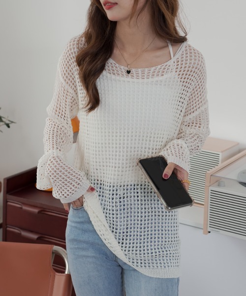 「ABITOKYO」 長袖ニット FREE アイボリー レディース_画像2