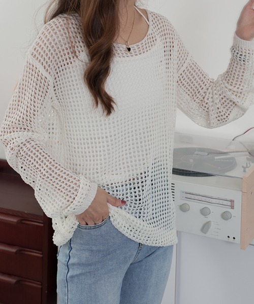 「ABITOKYO」 長袖ニット FREE アイボリー レディース_画像5