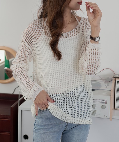 「ABITOKYO」 長袖ニット FREE アイボリー レディース_画像6