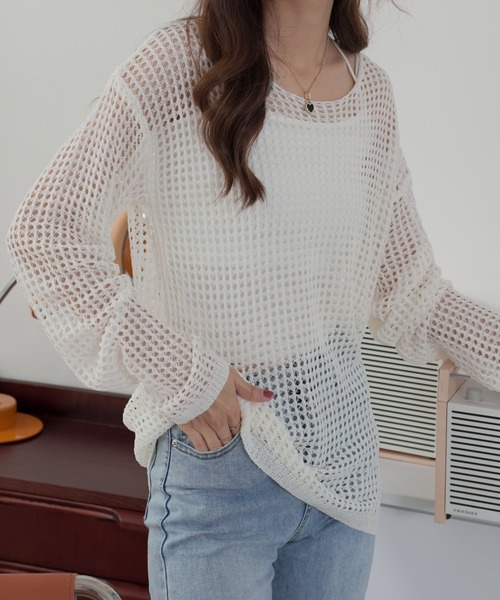 「ABITOKYO」 長袖ニット FREE アイボリー レディース_画像9