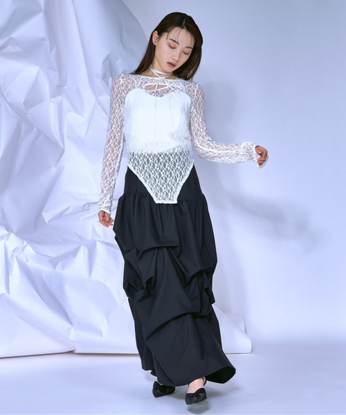 Katie レーストップス 楽天市場】レーストップス シアー トップス 長袖 ハイネック