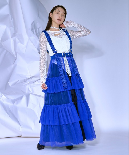 Ezick tシャツ Cut out piping レースプルオーバー レディース