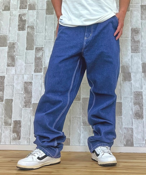 ワイドパンツ ジーンズ WIP リラックスストレート ストーンウォッシュ ワークデニムパンツ シンプルパンツ Simple Pant