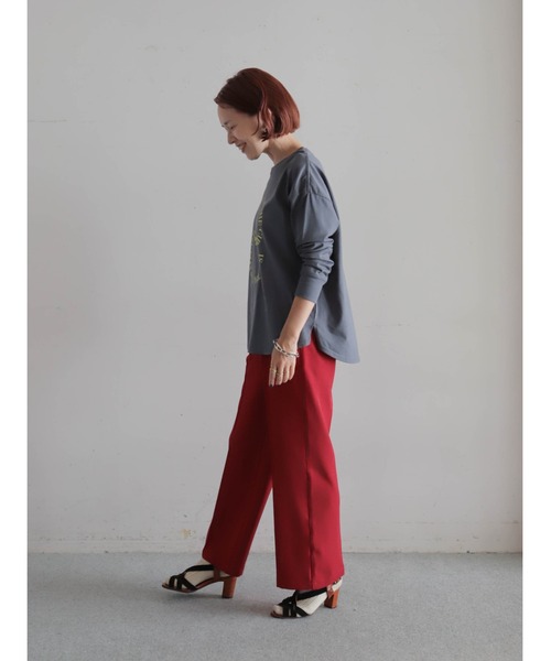 ✨もえ✨ CLOTH&CROSS ツイルセンタープレスパンツ THREE FIFTY STANDARD ウール混センタープレスタックパンツ〈ネイビー