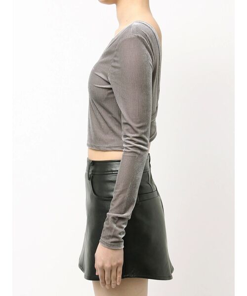 GYDA（ジェイダ） tシャツ VELOUR RIB BACK CROSS トップス レディース