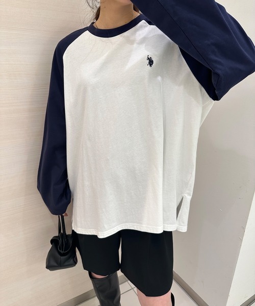 「U.S. POLO ASSN.」 長(zhǎng)袖カットソー M オフホワイト レディース