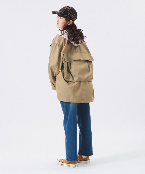 ビームスボーイ　シャンブレーツイールフーデッドコート ベージュ　美品 BEAMS BOY ▽ シャンブレーツイルフーデッドコート
