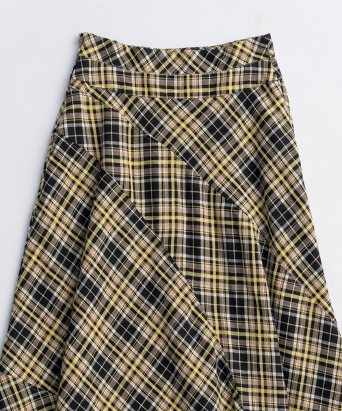 スカート Random Plaid Flare Skirt/ランダムチェックフレアスカートの画像
