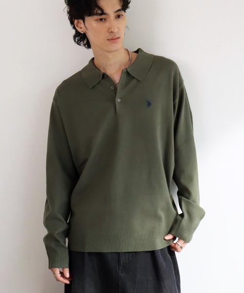 REGEN ZONE y2k opium ロゴ刺繍 長袖ポロシャツ U.S. POLO ASSN.（ユーエスポロアッスン） ポロシャツ ロゴ刺繍 長袖