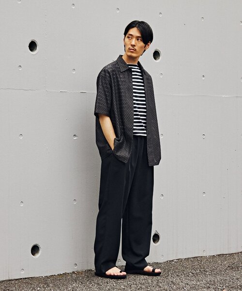 「EDIFICE LA BOUCLE」 半袖シャツ 2 チャコールグレー メンズ_画像4