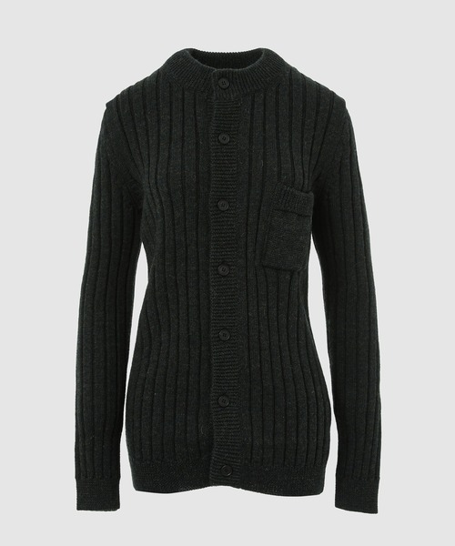 seya. カーディガン SHRINKED RIB CARDIGAN/MELANGE DRY WOOL