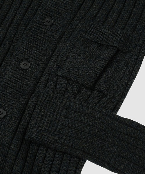 seya. カーディガン SHRINKED RIB CARDIGAN/MELANGE DRY WOOL
