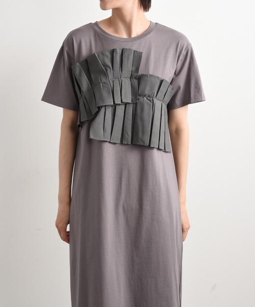 「INTERPLANET」 半袖ワンピース FREE グレー レディース_画像2