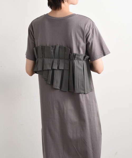 「INTERPLANET」 半袖ワンピース FREE グレー レディース_画像4