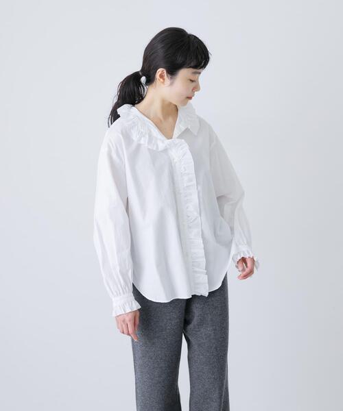 かぐれ　Ruffle collar shirt フリルブラウス　ホワイト かぐれ ブラウス シャツ Ruffle collar shirt レディース : ZOZOTOWN