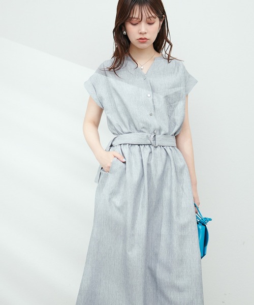 「natural couture」 半袖ワンピース FREE ライトグレー レディース_画像5