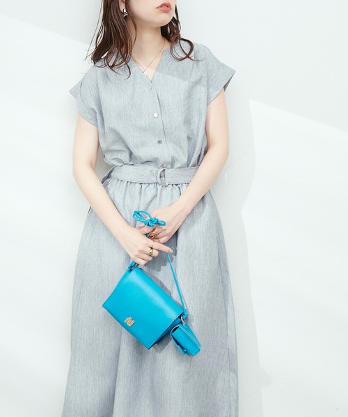 「natural couture」 半袖ワンピース FREE ライトグレー レディース_画像7