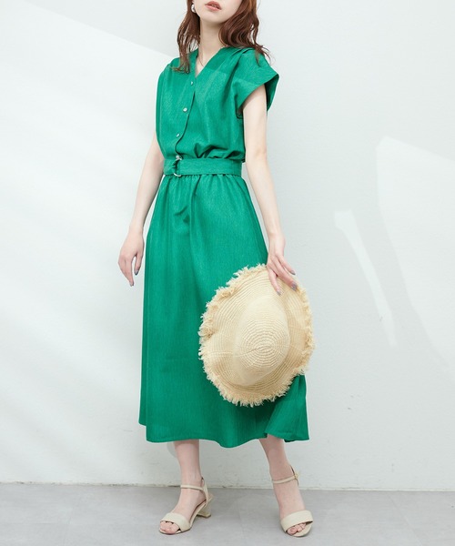 「natural couture」 半袖ワンピース FREE ライトグレー レディース_画像8