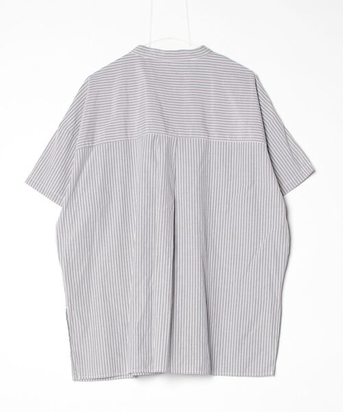 「junoah」 ストライプ柄半袖ブラウス X-LARGE グレー レディース_画像2