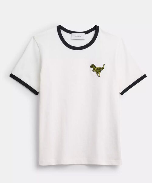 COACH(コーチ) 半袖Tシャツ サイズXS レディース美品  - 白×カーキ×黒 COACH - コーチ Tシャツ カットソー S 白 ロゴプリント 花柄 半袖