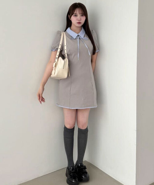 「OLIVE des OLIVE」 半袖ワンピース FREE ブラック レディース_画像3