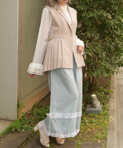 axes femme（アクシーズ ファム） ワイドパンツ パンツ フリルレース
