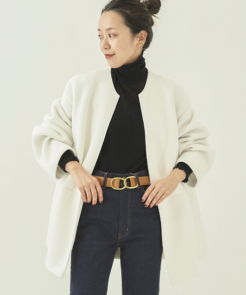 「Plage」 ノーカラージャケット 38 ホワイト レディース