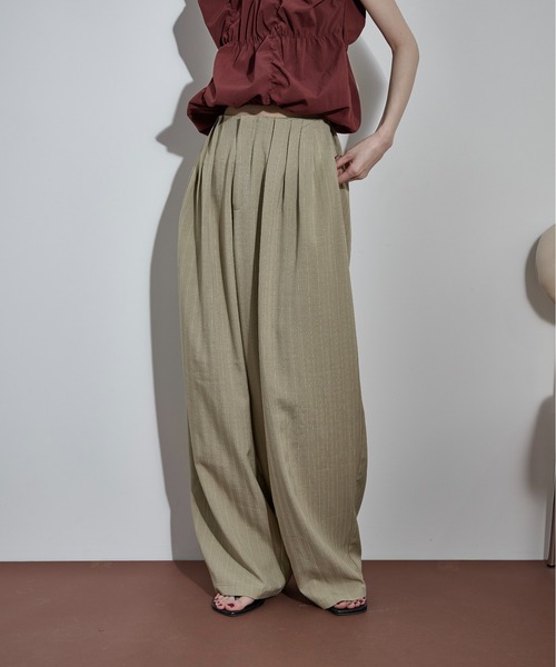 きよ出品 THE Yon ワイドパンツ パンツ ピンストライプタックワイドパンツ