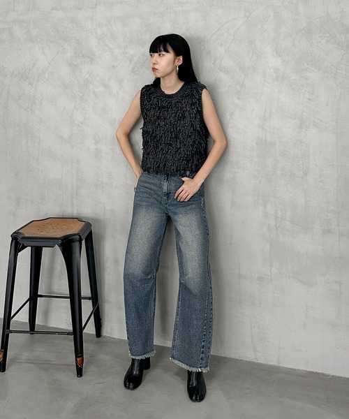 「feepur」 ニットベスト MEDIUM グレー レディース_画像5