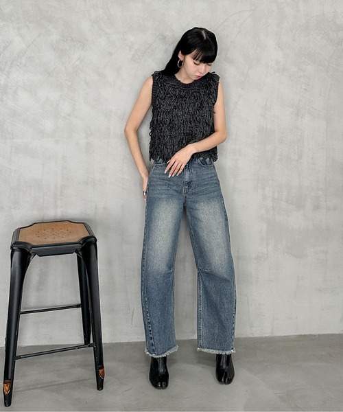 「feepur」 ニットベスト MEDIUM グレー レディース_画像7