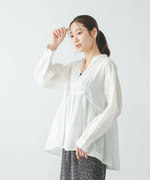 「GLOBAL WORK」 長袖ブラウス MEDIUM ブラック レディース_画像4