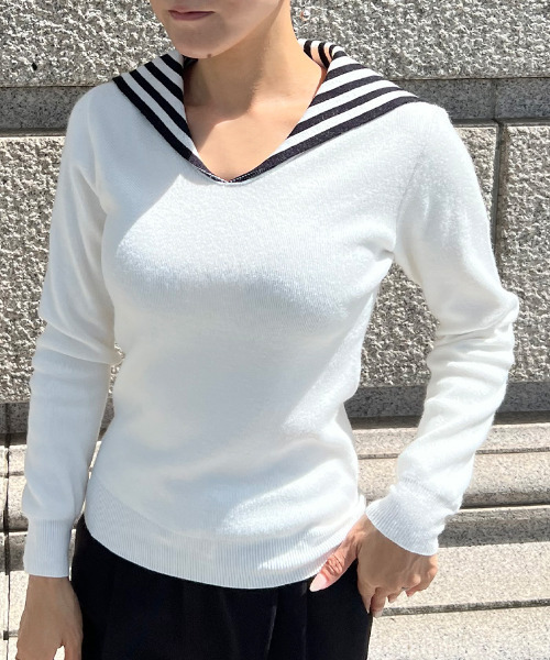 【週末値下げ】 genten ゲンテン カシミヤ 長袖セーター ニット 38 M セール】セーラーカラーニット（ニット/セーター）｜JENNE