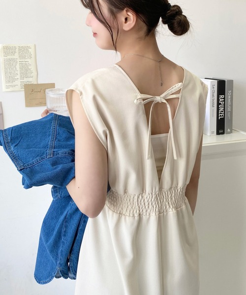 Noble美品 リネンライクVネックミニサロペ リネンツイルVネックサロペット｜BIGI online store - ビギ