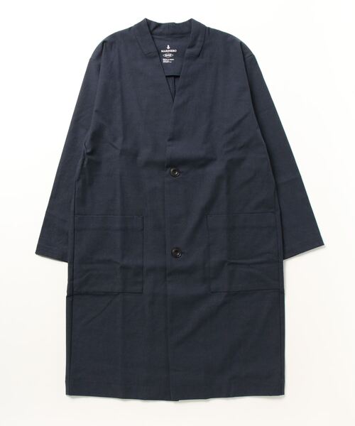 quadro ノーカラーコート コート 2wayストレッチツイルロングコート