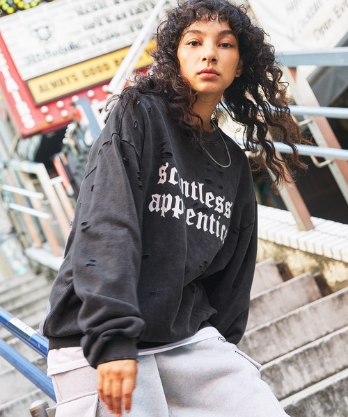 トレーナー スウェット Buyer's Select/ダメージ加工プリント裏
