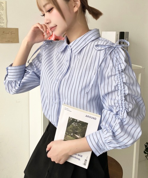 ブラウス シャツ 「WOMEN」マルチストライプ ブラウス レディース moment+ ブラウス シャツ 「累計販売枚数1万枚突破！」マルチ