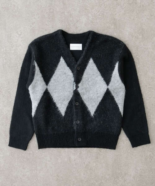 BRICK＆SONS カーディガン シャギーモヘアタッチダイヤニット