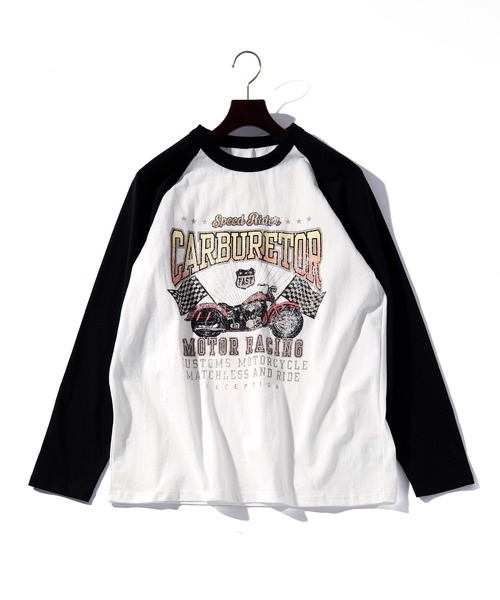 LUOLUOJUANJIE ドックプリント ラグラン スリム カットソー THISIS tシャツ メンズライク プリントラグラン Tシャツ レディース