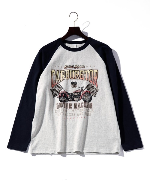 BOOTLEGGERS Chevrolet 両面プリント ラグランTシャツ L THISIS tシャツ メンズライク プリントラグラン Tシャツ レディース